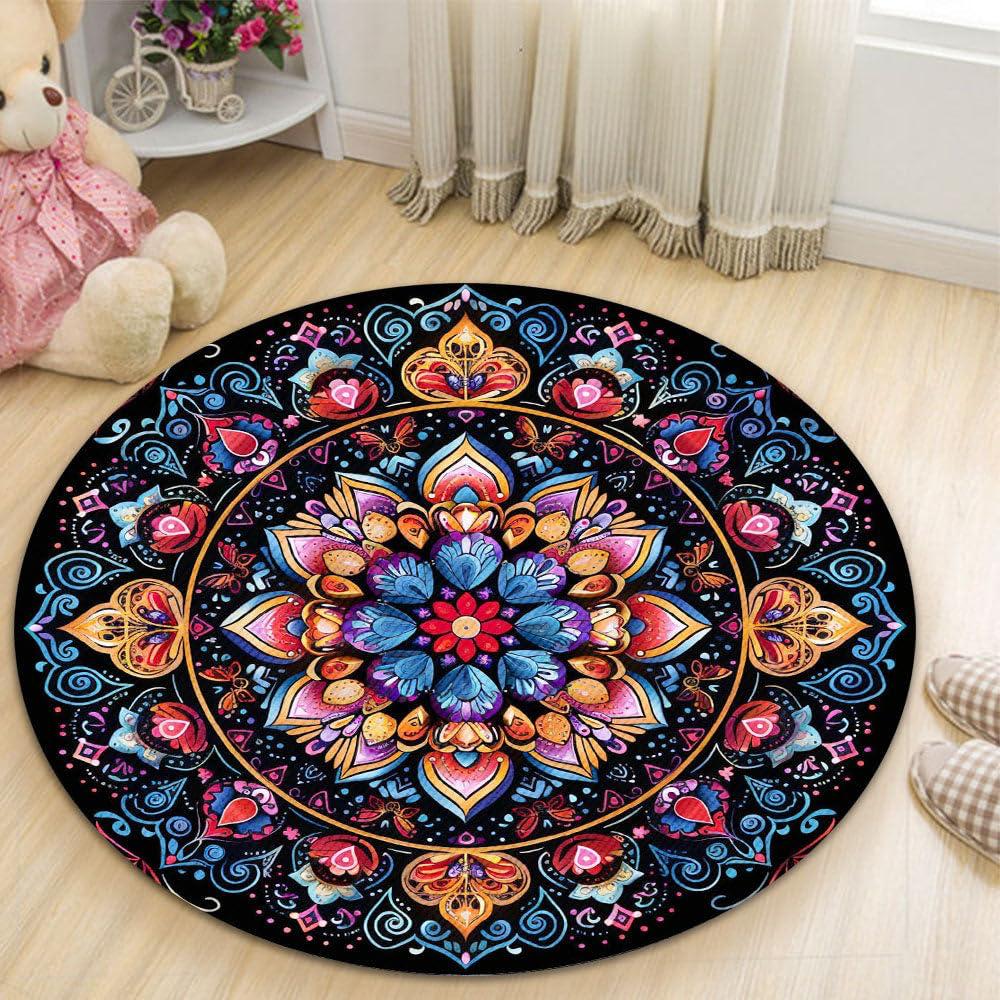 Handcrafted Colorful Round Jute Floor Mat | Eco Friendly - Image 3